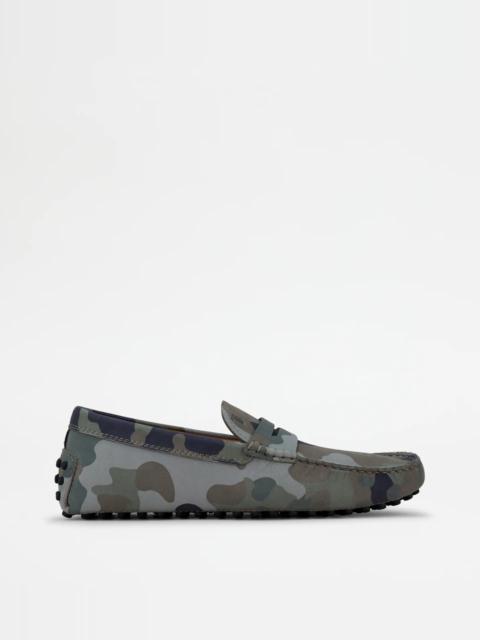 Tod's GOMMINO DRIVING SHOES IN NUBUCK - GREEN, GREY