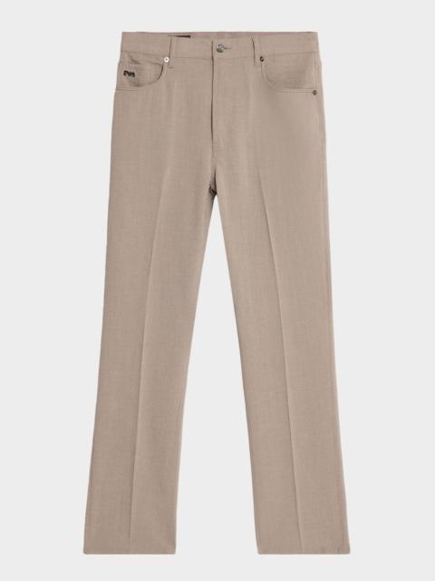 EMPORIO ARMANI Seersucker Mid-Rise Straight-Leg Pants