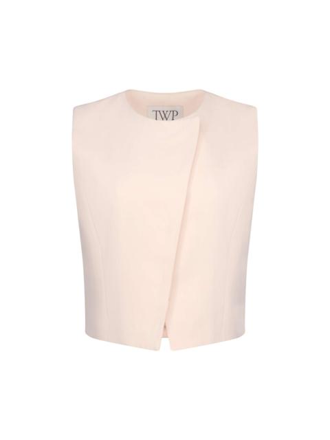 TWP Women's Jewel Neck Asymmetric Placket Vest - Creme De Peche
