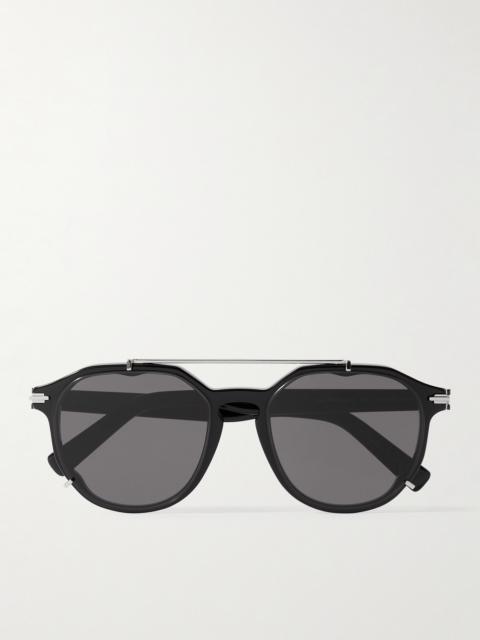 Dior DiorBlackSuit RI Round-Frame Acetate and Silver-Tone Sunglasses