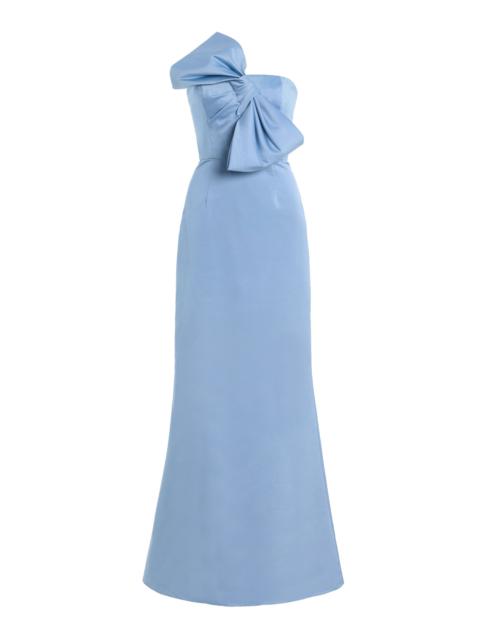 Alejandra Alonso Rojas Bow-Detailed Cotton-Silk Gown blue
