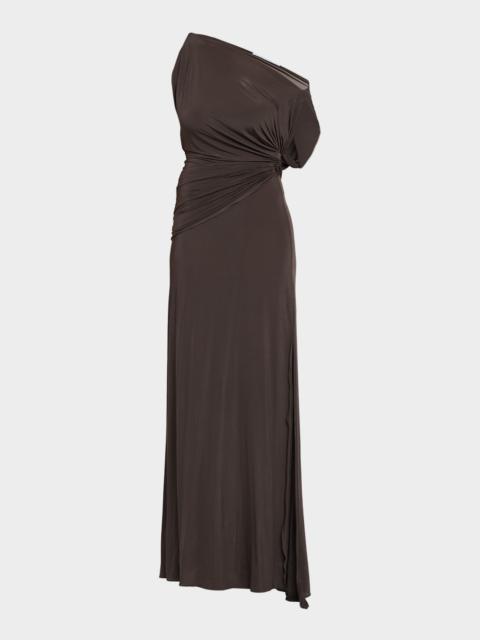 ALEX PERRY One-Shoulder Twisted Jersey Maxi Dress