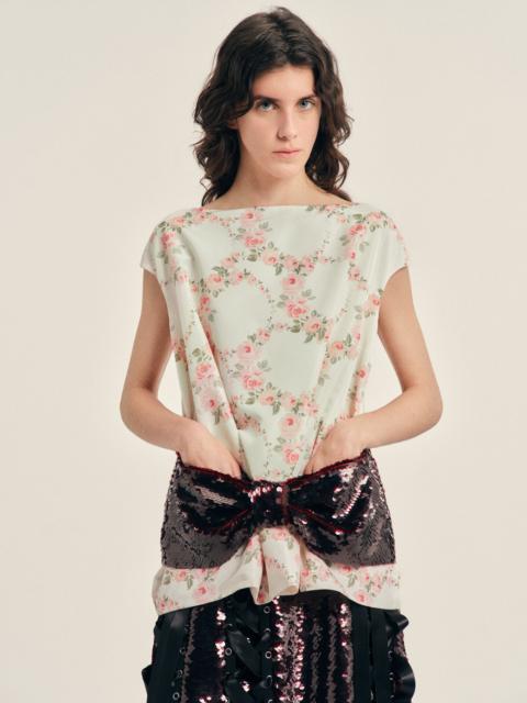 Simone Rocha Boxy Peplum Sequin Bow Detail Top