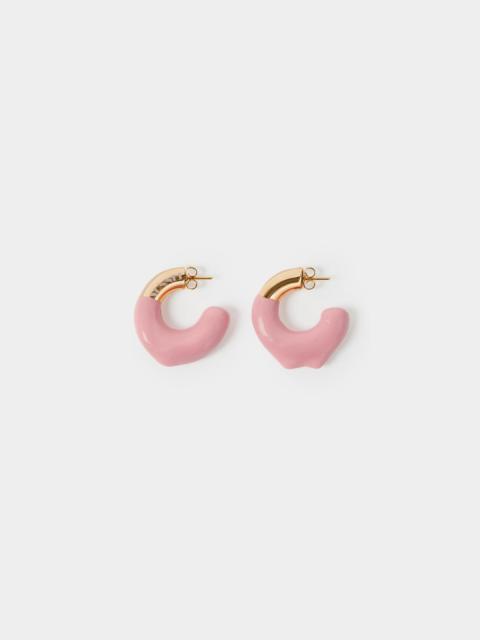 SMALL RUBBERIZED EARRINGS GOLD / pink