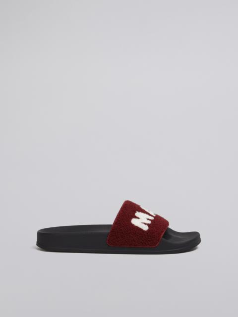 Marni RUBBER SANDAL WITH WHITE AND RED TERRY-CLOTH BAND