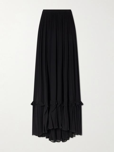 SAINT LAURENT Mousseline Ruffled Silk-crepon Maxi Skirt