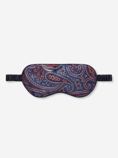 Derek Rose Eye Mask Verona 59 Silk Jacquard Navy