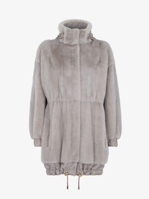 FENDI Dove gray mink and FF nylon parka