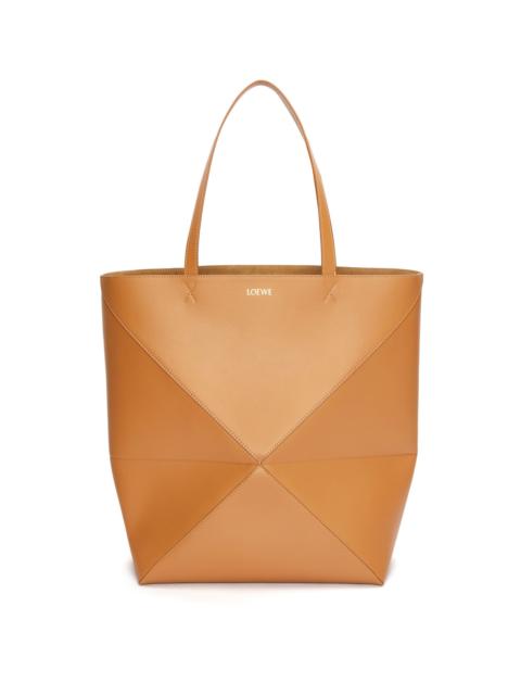 XL Puzzle Fold Tote in shiny calfskin