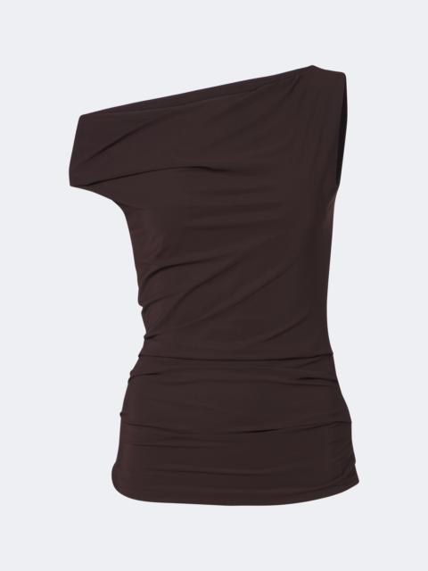AGOLDE Carlin asymmetric draped jersey top