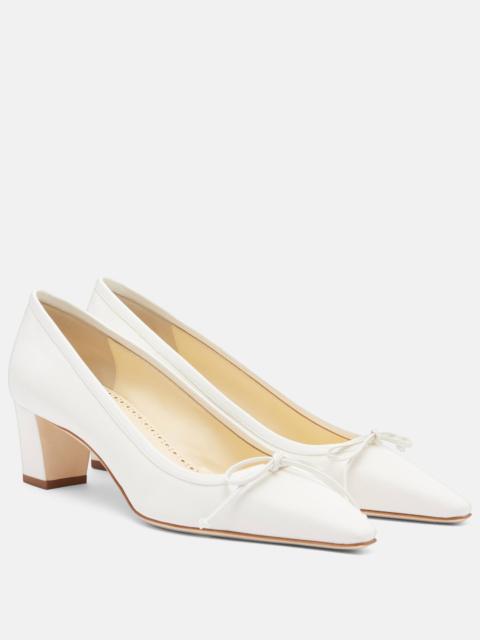 Manolo Blahnik Martebal 50 bow-detail leather-trimmed pumps