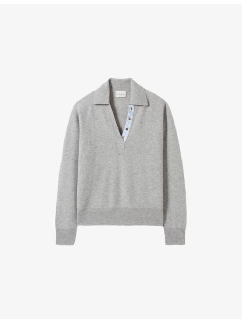 Claudie Pierlot Polo-Collar Wool and Cashmere Jumper