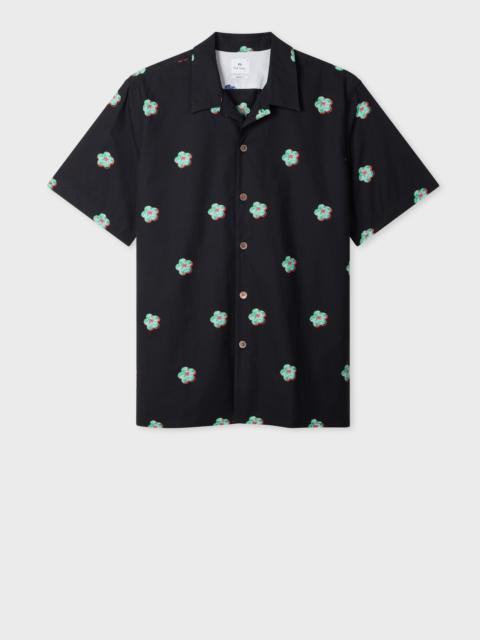 Paul Smith Black 'Zine Floral' Print Cotton Shirt