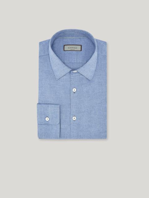 Canali LIGHT BLUE MELANGE COTTON AND LYOCELL REGULAR-FIT SHIRT