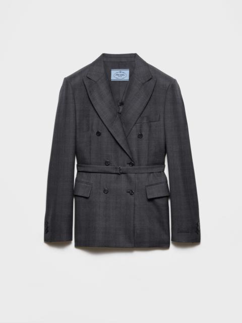 Prada Double-breasted checked wool jacket