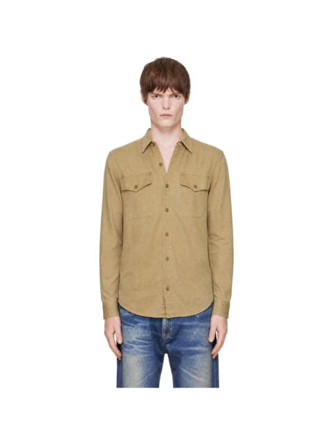 RRL by Ralph Lauren Tan Twill Officer Work Shirt