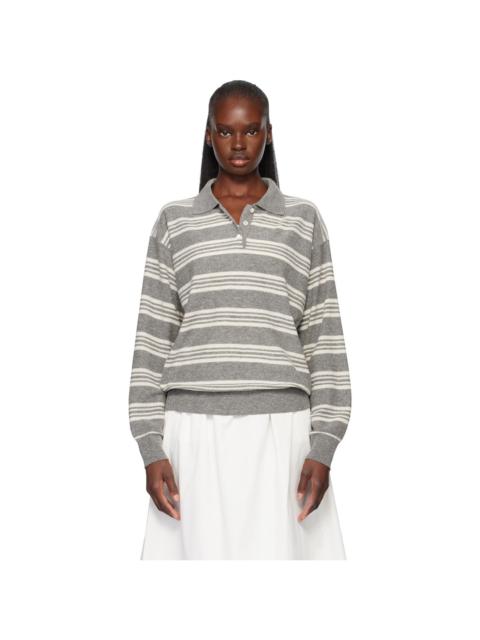 NOTHING WRITTEN Gray Kevin Stripe Pullover Polo