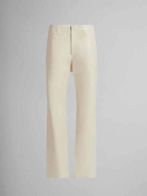 Marni WHITE WOOL AND COATED FABRIC FIVE-POCKET TROUSERS