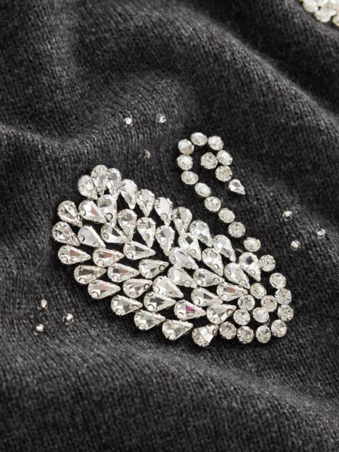 BODEN Elizabeth Embellished Sweater-Charcoal Melange Swans