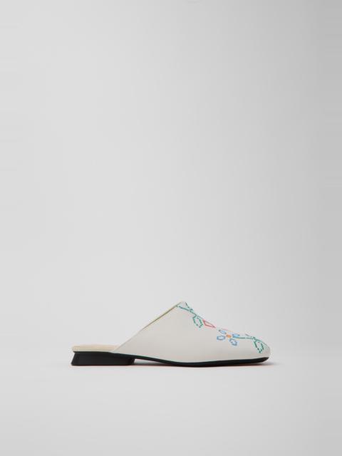 CAMPER Twins White Leather Sandals for Women.