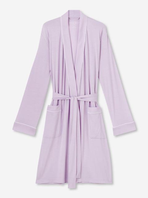 Derek Rose Women's Dressing Gown Lara Micro Modal Stretch Lilac