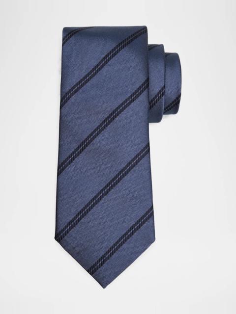 Brunello Cucinelli Men's Regimental Stripe Silk Tie