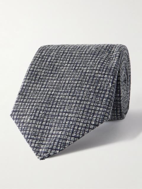 Canali 8cm Checked Silk-Jacquard Tie Gray