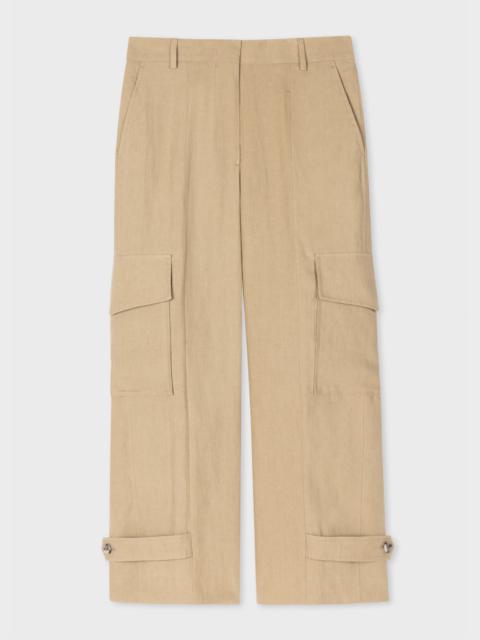 Paul Smith Pale Khaki Linen Cargo Trousers
