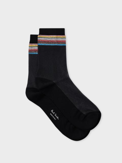 Paul Smith Women's Black Sheer 'Signature Stripe' Socks