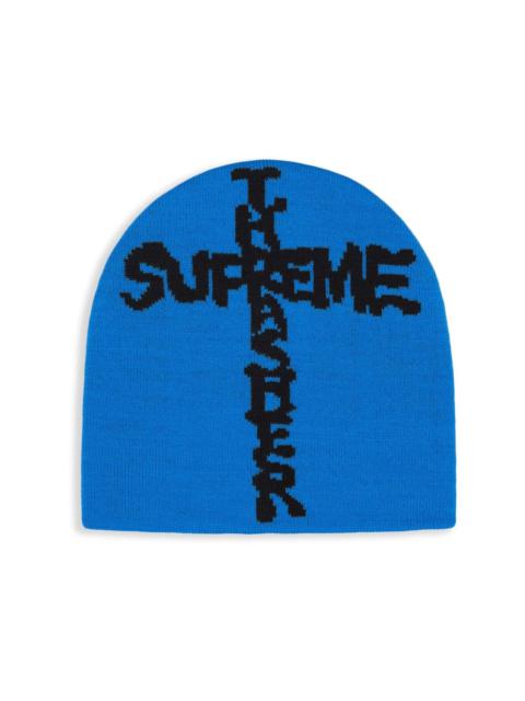 x Thrasher logo-intarsia "Blue" beanie