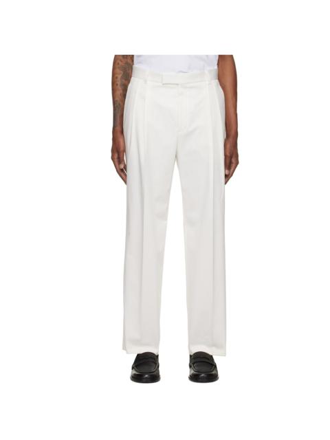 BOSS White Relaxed-Fit Stretch Cotton Trousers