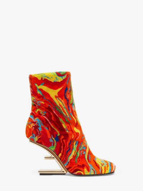 FENDI Red velvet high-heel boots