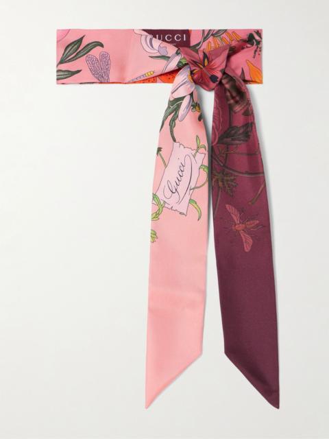 GUCCI Flora printed silk-twill scarf Magenta