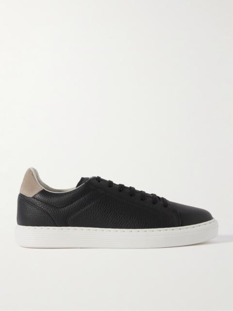 Brunello Cucinelli Suede-Trimmed Full-Grain Leather Sneakers