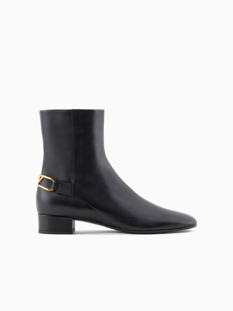 EMPORIO ARMANI Nappa-leather ankle boots with an eagle plate