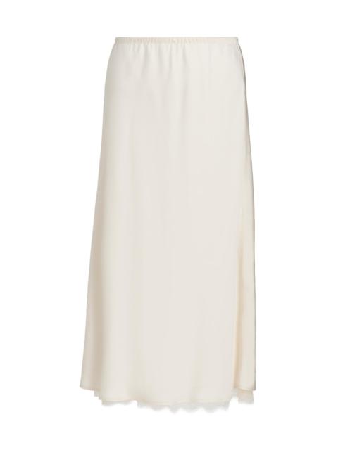 Vince Women's Lace-Trim Satin Midi-Skirt - Creme