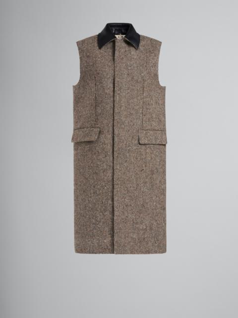 Marni BLACK AND BROWN NAPPA AND TWEED VEST