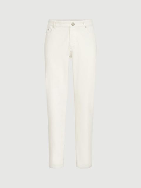 Brunello Cucinelli Garment-dyed traditional fit five-pocket trousers in comfort cotton lightweight denim