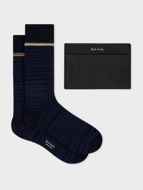 Paul Smith 'Shadow Stripe' Socks & Card Holder Gift Set