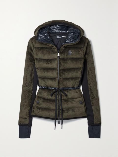 Moncler Grenoble Stretch jersey-trimmed quilted Polartec fleece down jacket Army green