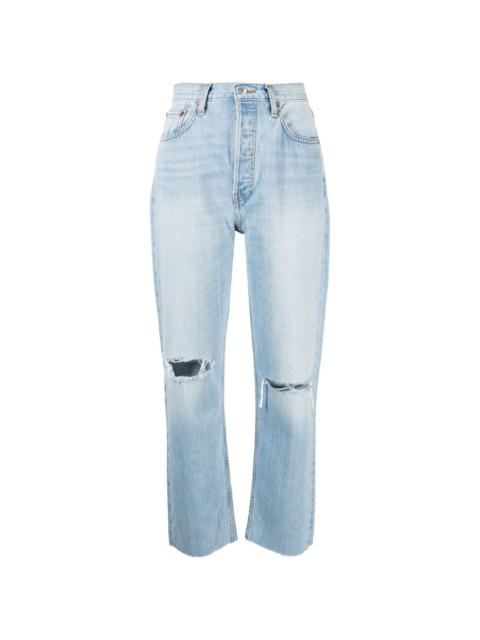 RE/DONE '70s ripped-knee cropped jeans