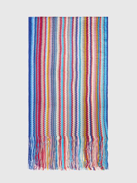 Missoni 100% viscose scarf with zigzag pattern and fringes