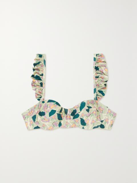 Agua by Agua Bendita + Net Sustain Kiwi Ruffled Floral-print Recycled Underwired Bikini Top