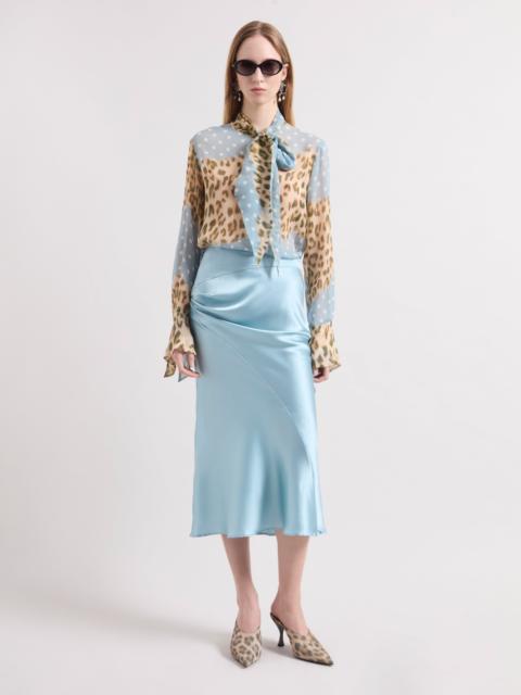 NINA RICCI Leopard and Polka Dots Lavalliere Shirt