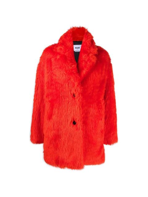 MSGM faux-fur buttoned-up coat