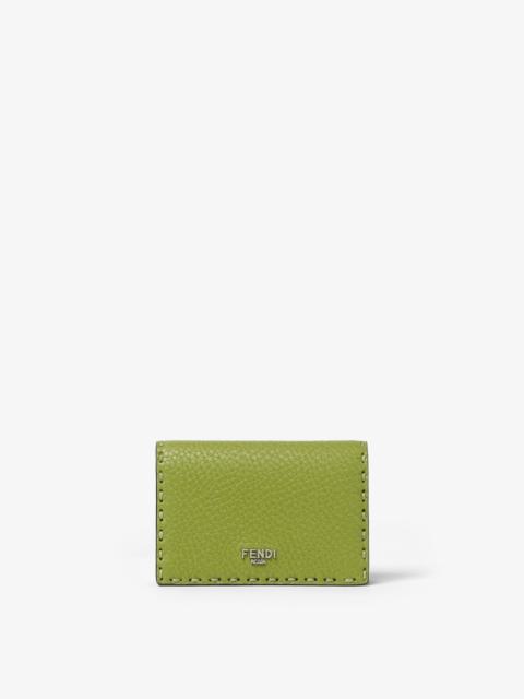 FENDI Card Holder Selleria Verbena green and black Selleria card case with 102 hand-sewn stitches