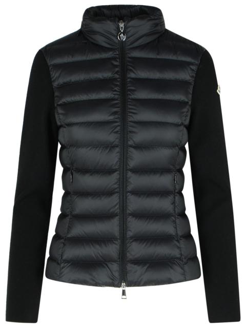 Moncler Tricot' Cardigan In Polyamide And Black Virgin Wool Women