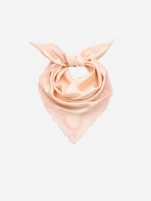 MAGDA BUTRYM Silk square scarf with lace trim in peach