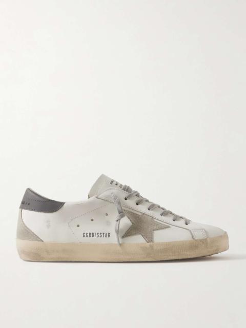 Super-Star Distressed Suede-Trimmed Leather Sneakers