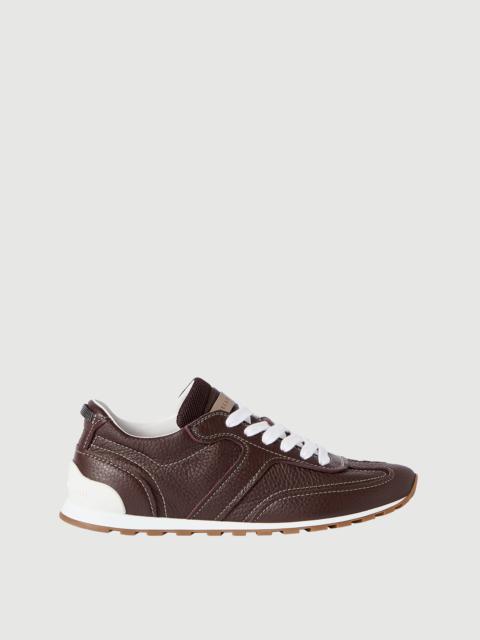 Brunello Cucinelli Grained soft leather runners with shiny loops
